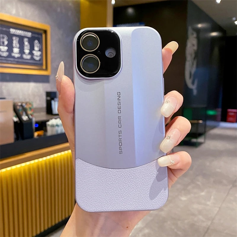 Luxury iPhone Case — Matte Leather Hard Shell Cover with Lens Protection, Anti-Fingerprint Anti-Scratch Lightweight Design & Non-Slip Half-Wrapped Finish