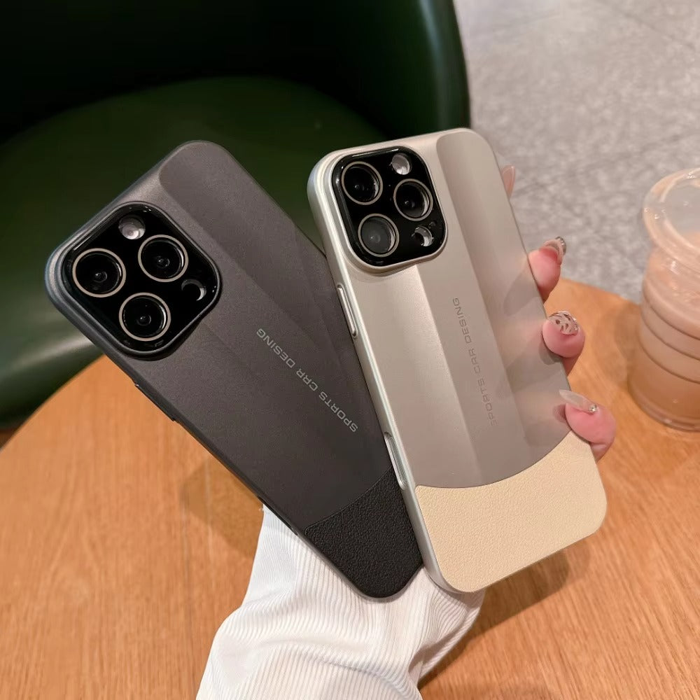 Luxury iPhone Case — Matte Leather Hard Shell Cover with Lens Protection, Anti-Fingerprint Anti-Scratch Lightweight Design & Non-Slip Half-Wrapped Finish