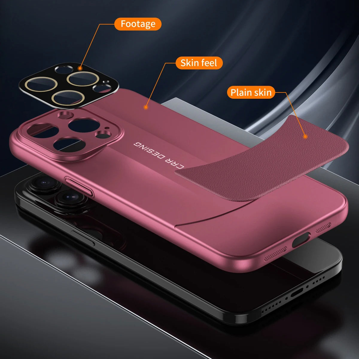 Luxury iPhone Case — Matte Leather Hard Shell Cover with Lens Protection, Anti-Fingerprint Anti-Scratch Lightweight Design & Non-Slip Half-Wrapped Finish