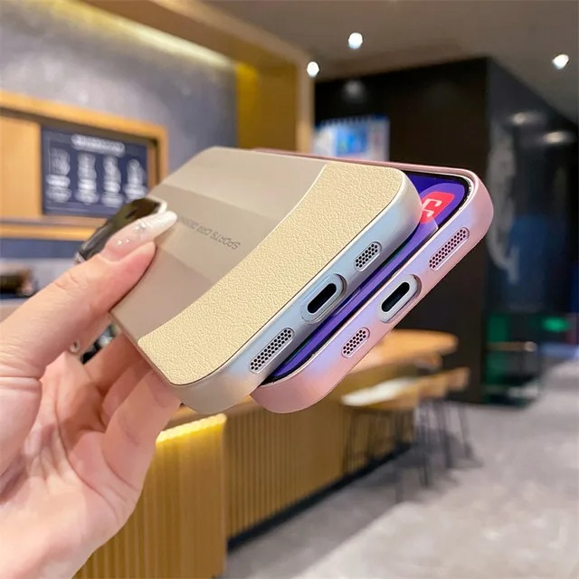 Luxury iPhone Case — Matte Leather Hard Shell Cover with Lens Protection, Anti-Fingerprint Anti-Scratch Lightweight Half-Wrapped Design