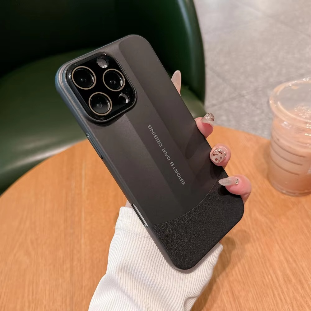 Luxury iPhone Case — Matte Leather Hard Shell Cover with Lens Protection, Anti-Fingerprint Anti-Scratch Lightweight Half-Wrapped Design