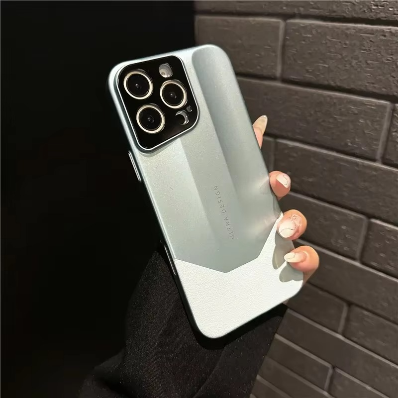 Luxury iPhone Case — Matte Leather Hard Shell Cover with Lens Protection, Anti-Fingerprint Anti-Scratch Lightweight Half-Wrapped Design