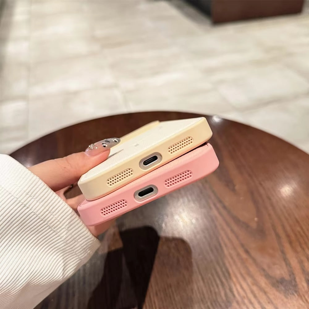 Luxury iPhone Case — Matte Solid-Color Leather Magnetic Cover with All-Inclusive Lens Protection and Full Shockproof Design