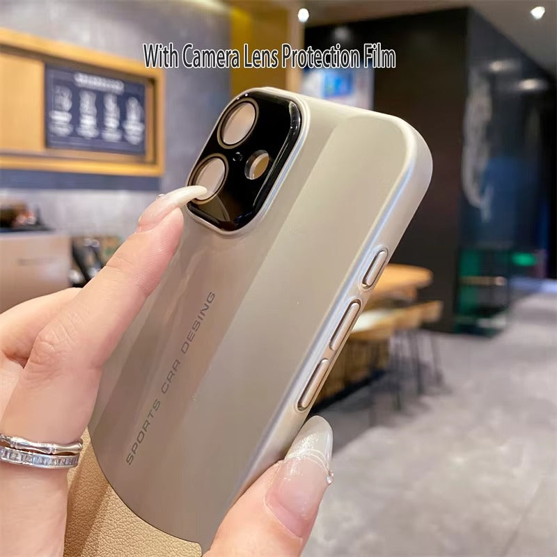 Luxury iPhone Case — Matte Splicing Leather Hard PC Cover with Lens Protection, Shockproof Anti-Fingerprint Anti-Scratch Design & Non-Slip Textured Finish