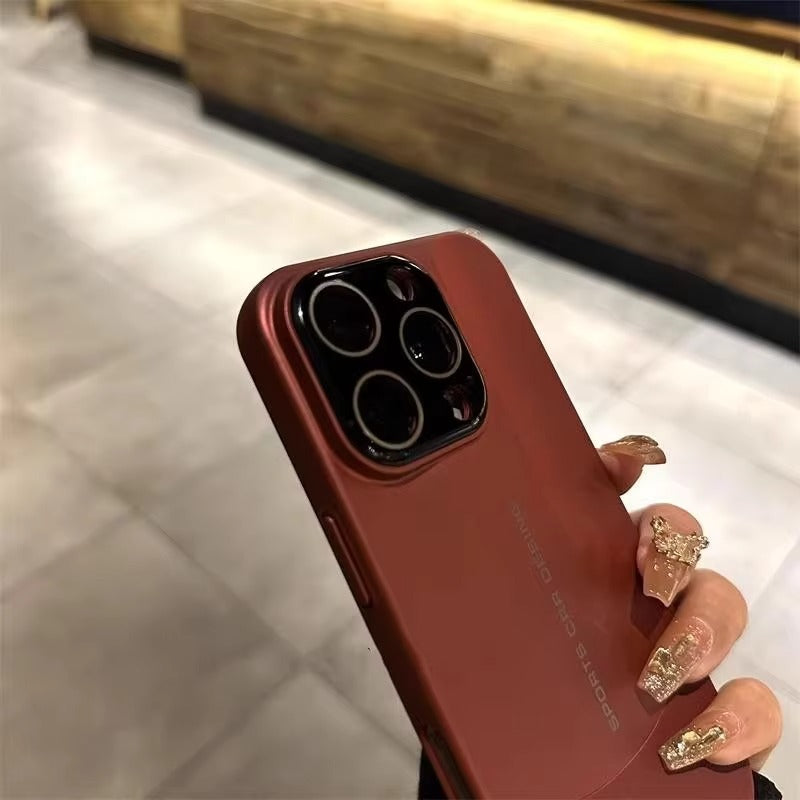 Luxury iPhone Case — Matte Splicing Leather Hard PC Cover with Lens Protection, Shockproof Anti-Fingerprint Anti-Scratch Design & Non-Slip Textured Finish