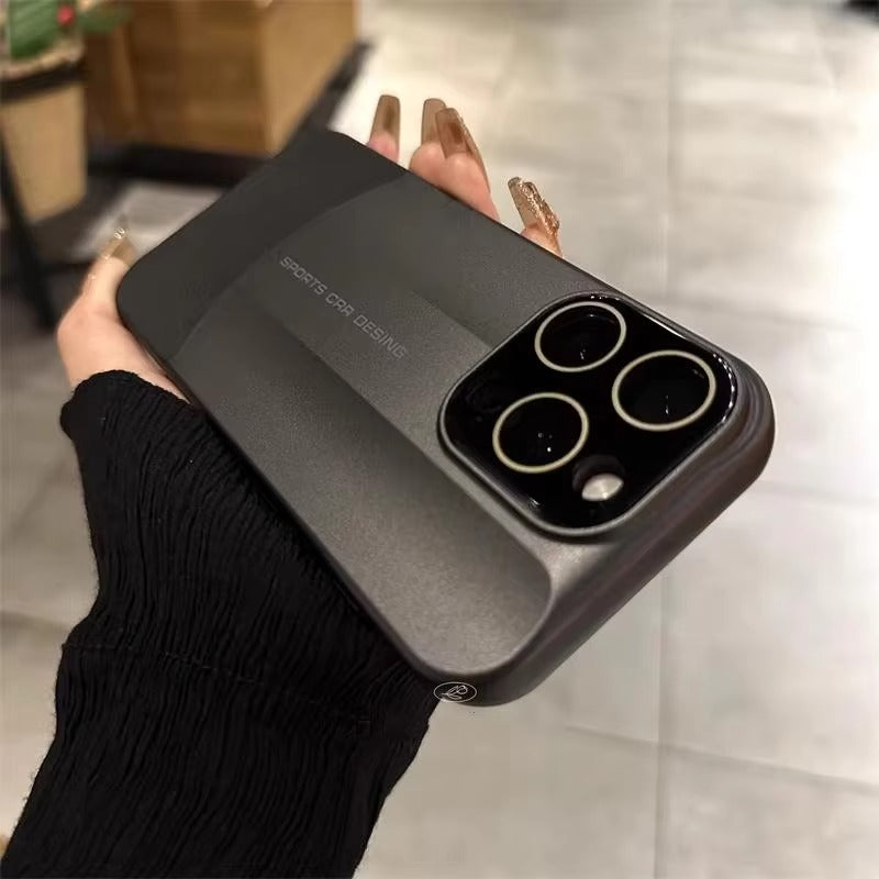 Luxury iPhone Case — Matte Splicing Leather Hard PC Cover with Lens Protection, Shockproof Anti-Fingerprint Anti-Scratch Design & Non-Slip Textured Finish