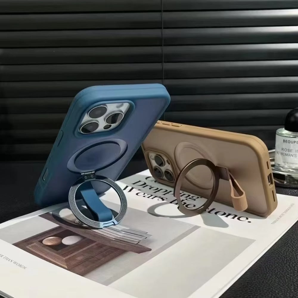 Luxury iPhone Case — Matte Transparent MagSafe Cover with Wrist Strap Holder, Shockproof TPU+PC Protection and Anti-Fingerprint Scratch-Resistant Design