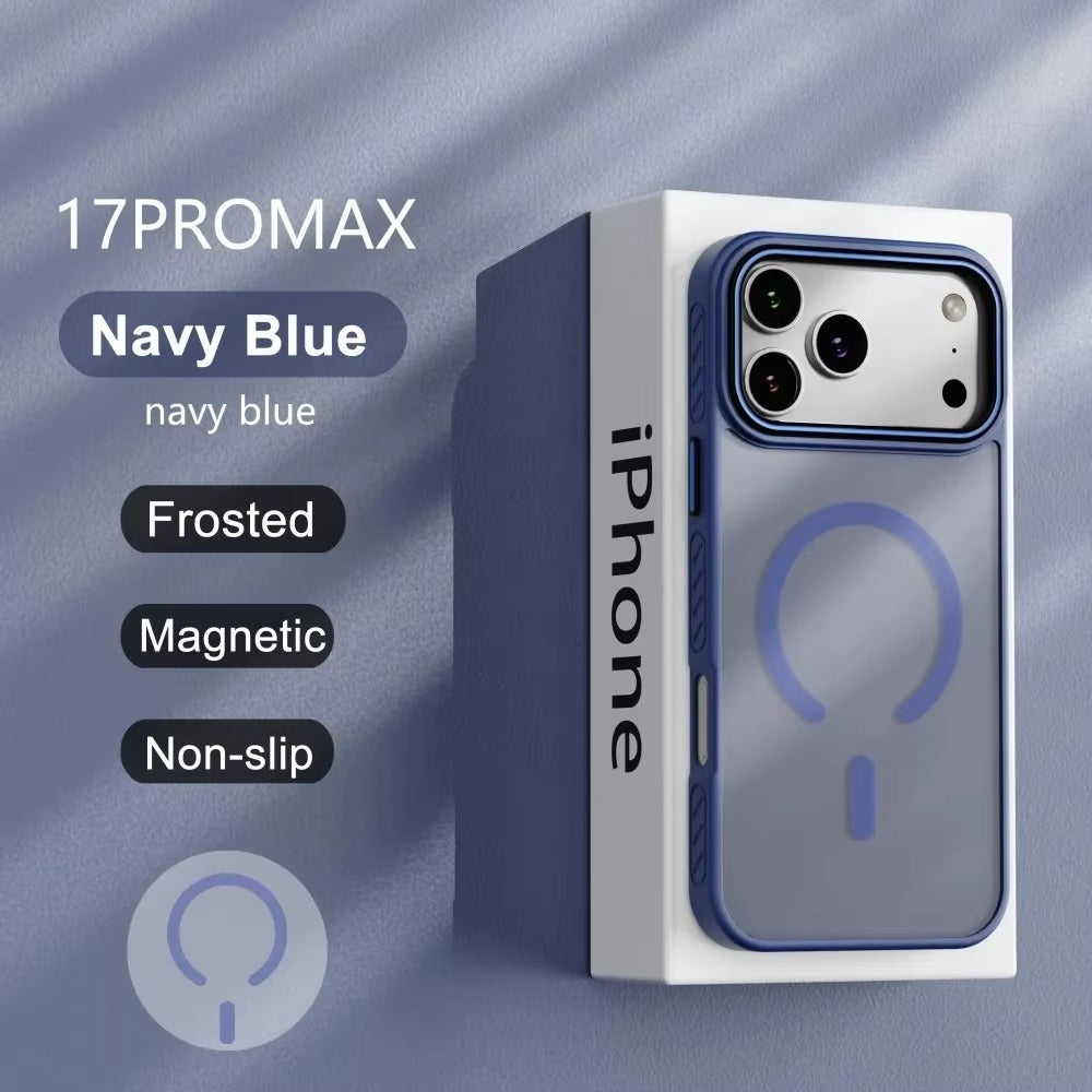 Luxury iPhone Case — Matte Transparent MagSafe Magnetic TPU+PC Shockproof Cover with Anti-Fingerprint Wireless-Charging Safe Design