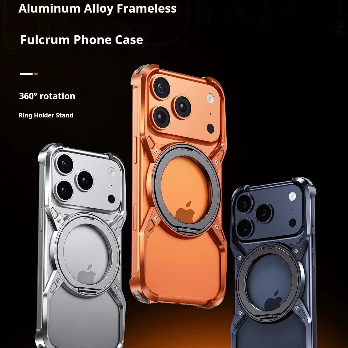 Luxury iPhone Case — Metal Alloy Punk Frame Bumper with 360° Rotating MagSafe Stand Ring, Shockproof Anti-Scratch Non-Slip Design