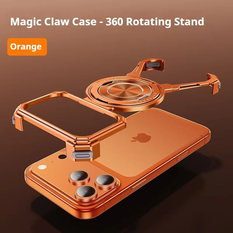 Luxury iPhone Case — Metal Frameless Shockproof Bumper Cover with 360° Rotating Ring Stand and Full Protective Design