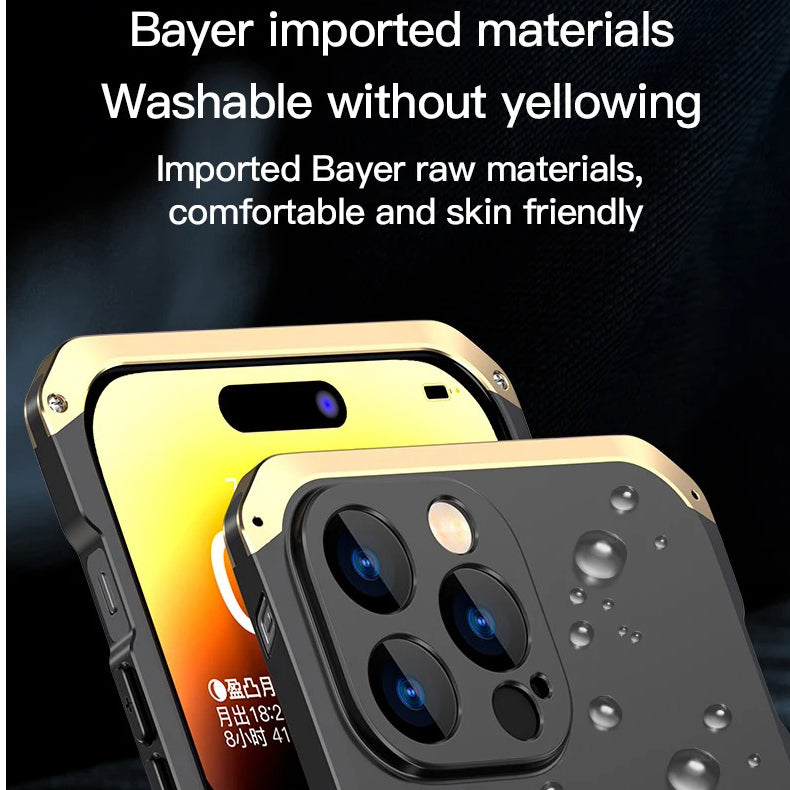 Luxury iPhone Case — PC + Aluminum Metal Bumper Cover with Shockproof Dual-Layer Protection, Dustproof Anti-Scratch Design and Premium Metallic Finish