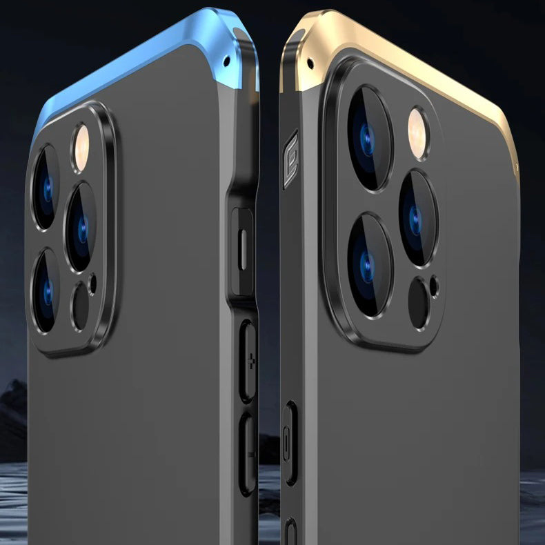 Luxury iPhone Case — PC + Aluminum Metal Bumper Cover with Shockproof Dual-Layer Protection, Dustproof Anti-Scratch Design and Premium Metallic Finish