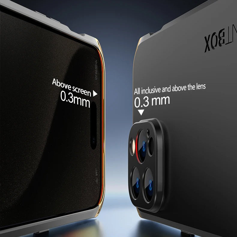 Luxury iPhone Case — PC + Aluminum Metal Bumper Cover with Shockproof Dual-Layer Protection, Dustproof Anti-Scratch Design and Premium Metallic Finish