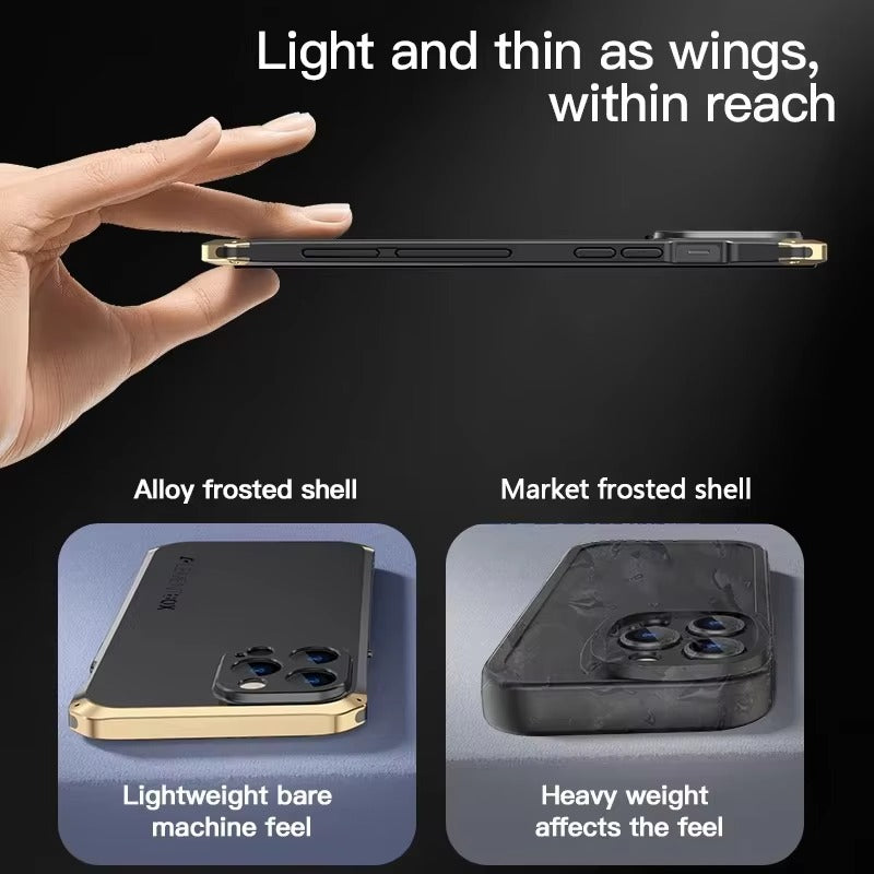 Luxury iPhone Case — PC + Aluminum Metal Bumper Cover with Shockproof Dual-Layer Protection, Dustproof Anti-Scratch Design and Premium Metallic Finish