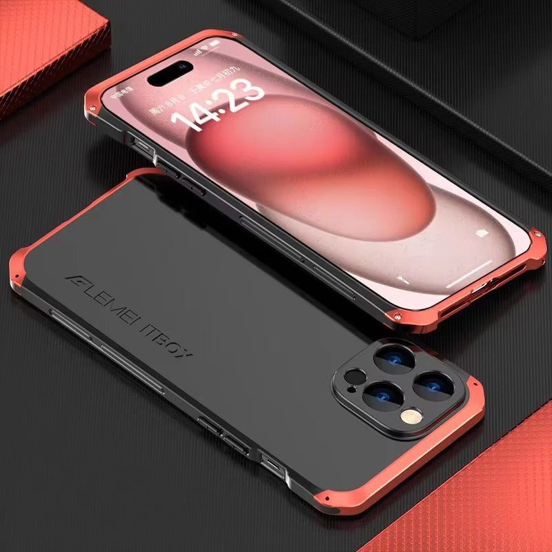 Luxury iPhone Case — PC + Aluminum Metal Bumper Cover with Shockproof Dual-Layer Protection, Dustproof Anti-Scratch Design and Premium Metallic Finish