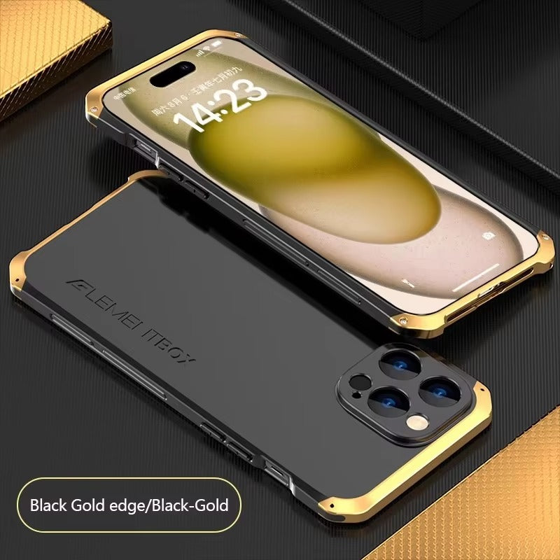 Luxury iPhone Case — PC + Aluminum Metal Bumper Cover with Shockproof Dual-Layer Protection, Dustproof Anti-Scratch Design and Premium Metallic Finish