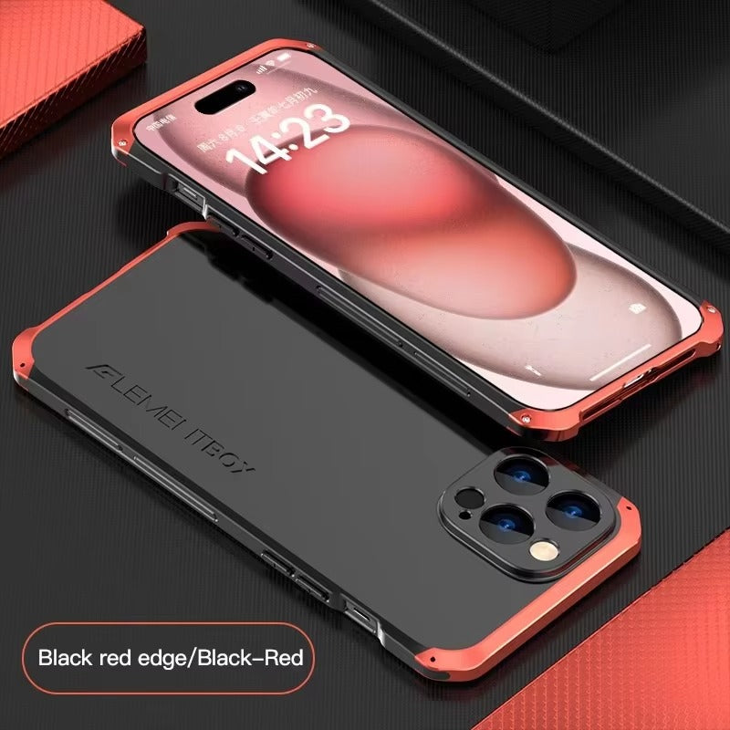 Luxury iPhone Case — PC + Aluminum Metal Bumper Cover with Shockproof Dual-Layer Protection, Dustproof Anti-Scratch Design and Premium Metallic Finish