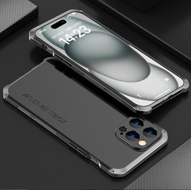 Luxury iPhone Case — PC + Aluminum Metal Bumper Cover with Shockproof Dual-Layer Protection, Dustproof Anti-Scratch Design and Premium Metallic Finish
