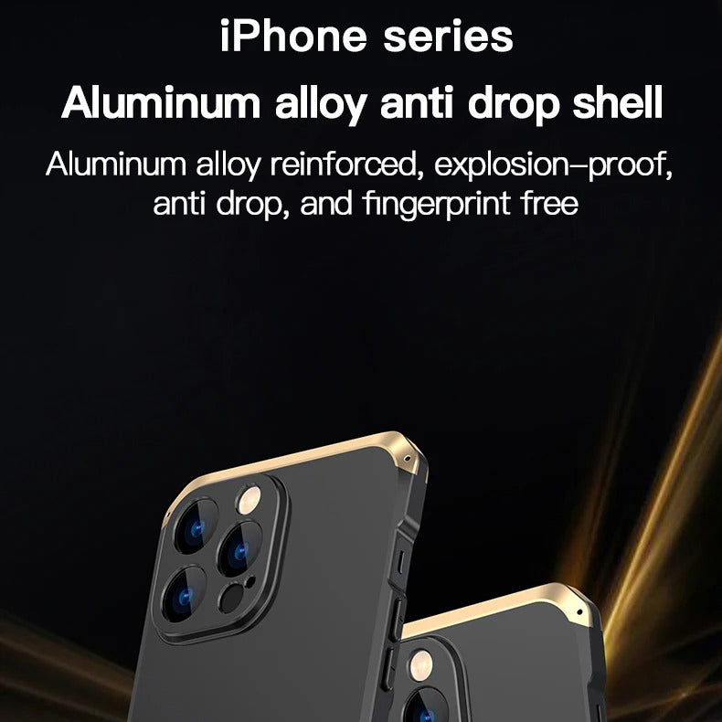 Luxury iPhone Case — PC + Aluminum Metal Bumper Cover with Shockproof Dual-Layer Protection, Dustproof Anti-Scratch Design and Premium Metallic Finish