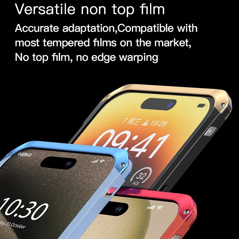 Luxury iPhone Case — PC + Aluminum Metal Bumper Cover with Shockproof Dual-Layer Protection, Dustproof Anti-Scratch Design and Premium Metallic Finish