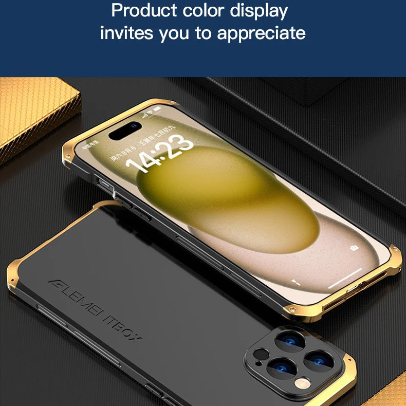 Luxury iPhone Case — PC + Aluminum Metal Bumper Cover with Shockproof Dual-Layer Protection, Dustproof Anti-Scratch Design and Premium Metallic Finish