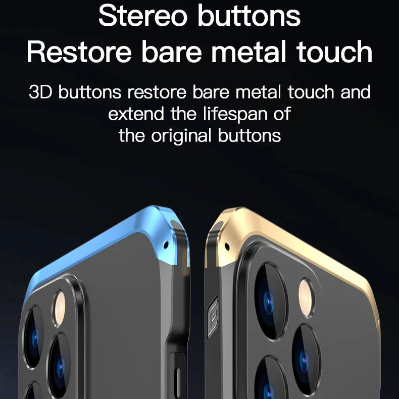 Luxury iPhone Case — PC + Aluminum Metal Bumper Cover with Shockproof Dual-Layer Protection, Dustproof Anti-Scratch Design and Premium Metallic Finish