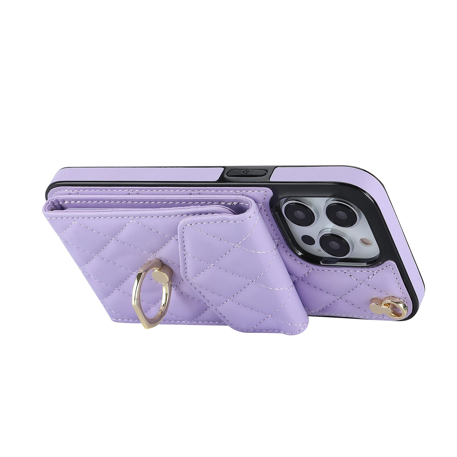 Luxury iPhone Case — PU Leather Crossbody Wallet Cover with Multi Card Slots, Ring Holder Lanyard, Magnetic Closure and Shockproof Anti-Fingerprint Protection