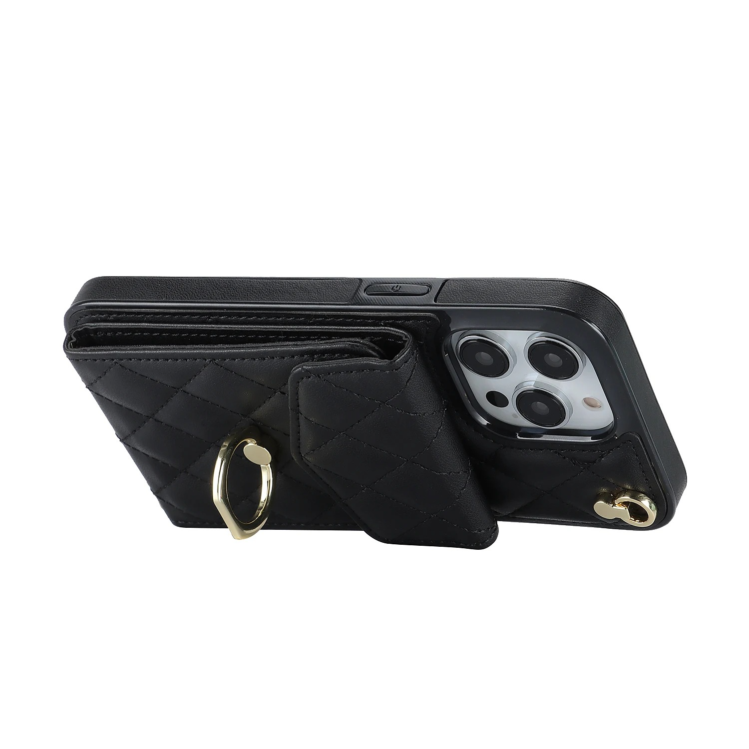 Luxury iPhone Case — PU Leather Crossbody Wallet Cover with Multi Card Slots, Ring Holder Lanyard, Magnetic Closure and Shockproof Anti-Fingerprint Protection