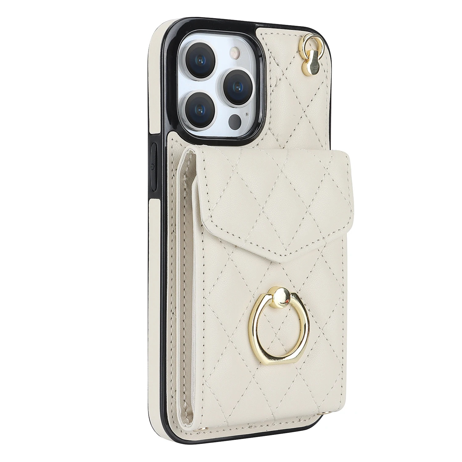 Luxury iPhone Case — PU Leather Crossbody Wallet Cover with Multi Card Slots, Ring Holder Lanyard, Magnetic Closure and Shockproof Anti-Fingerprint Protection