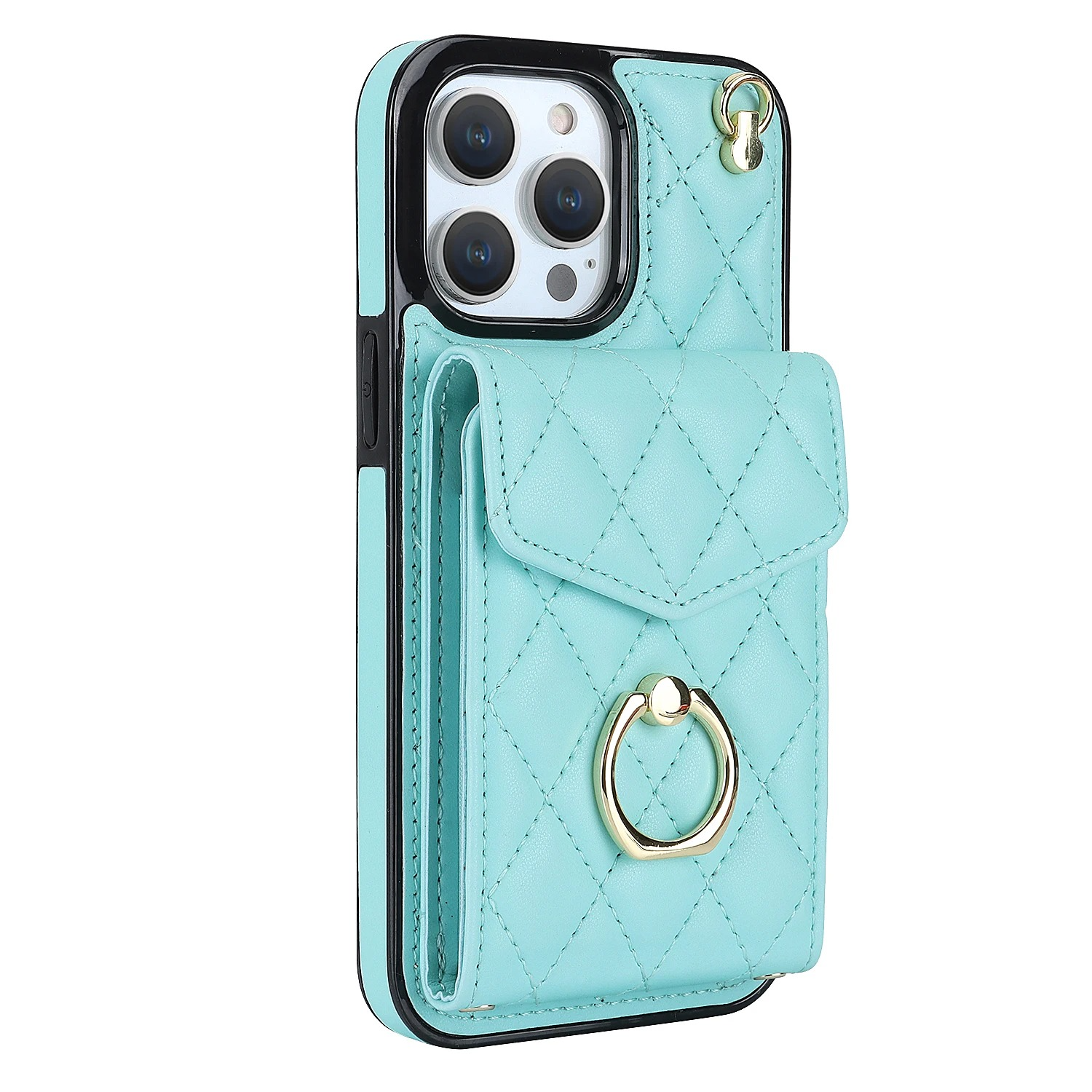 Luxury iPhone Case — PU Leather Crossbody Wallet Cover with Multi Card Slots, Ring Holder Lanyard, Magnetic Closure and Shockproof Anti-Fingerprint Protection