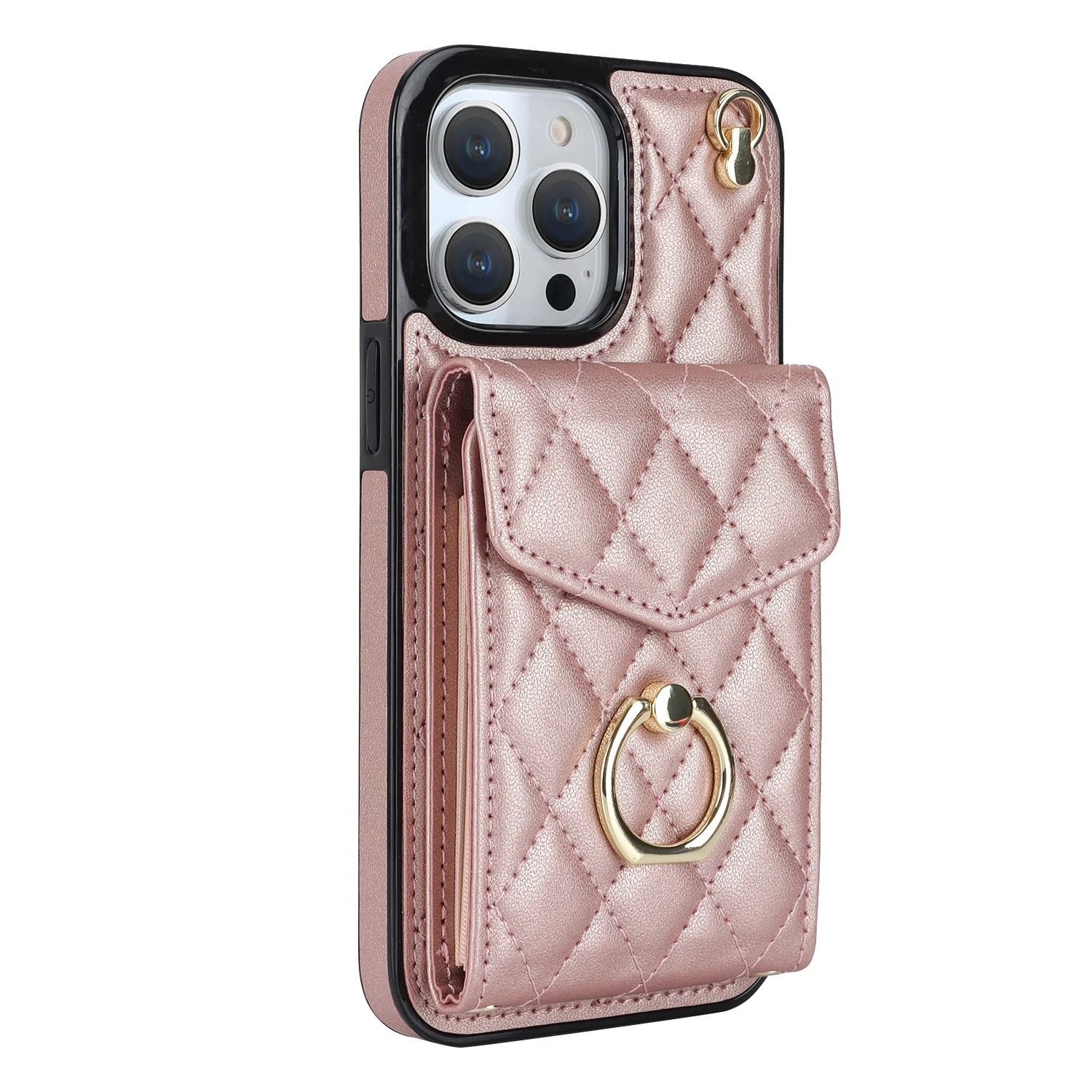Luxury iPhone Case — PU Leather Crossbody Wallet Cover with Multi Card Slots, Ring Holder Lanyard, Magnetic Closure and Shockproof Anti-Fingerprint Protection