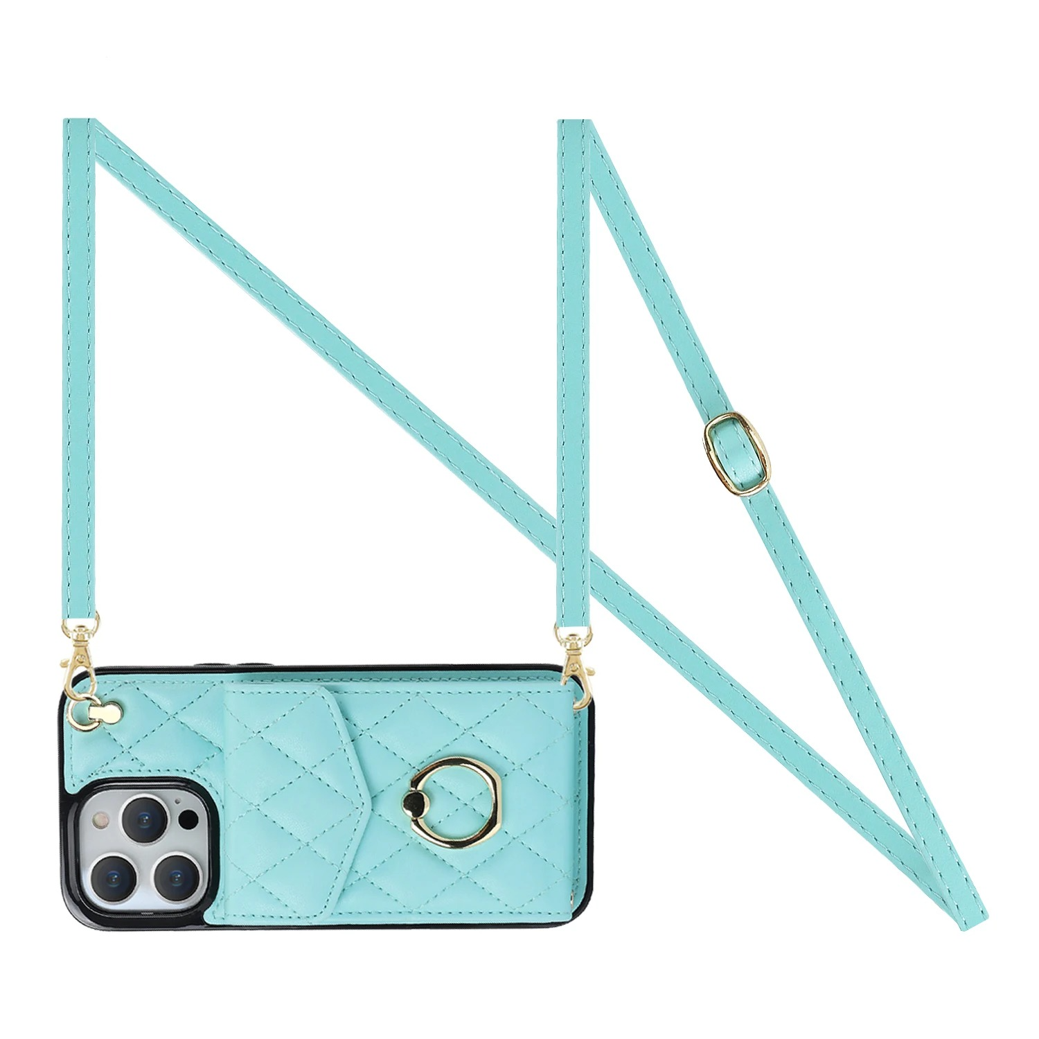 Luxury iPhone Case — PU Leather Crossbody Wallet Cover with Multi Card Slots, Ring Holder Lanyard, Magnetic Closure and Shockproof Anti-Fingerprint Protection