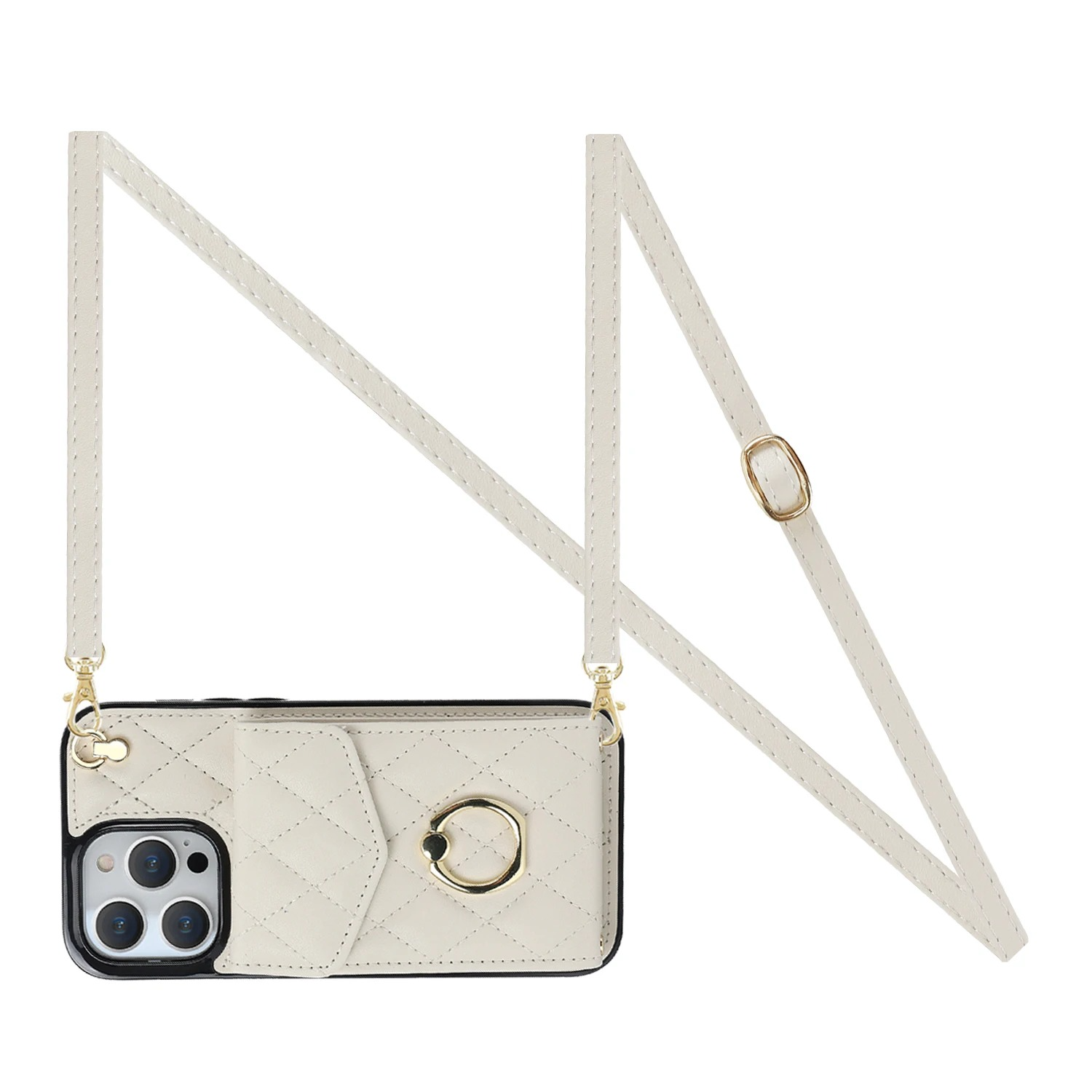 Luxury iPhone Case — PU Leather Crossbody Wallet Cover with Multi Card Slots, Ring Holder Lanyard, Magnetic Closure and Shockproof Anti-Fingerprint Protection