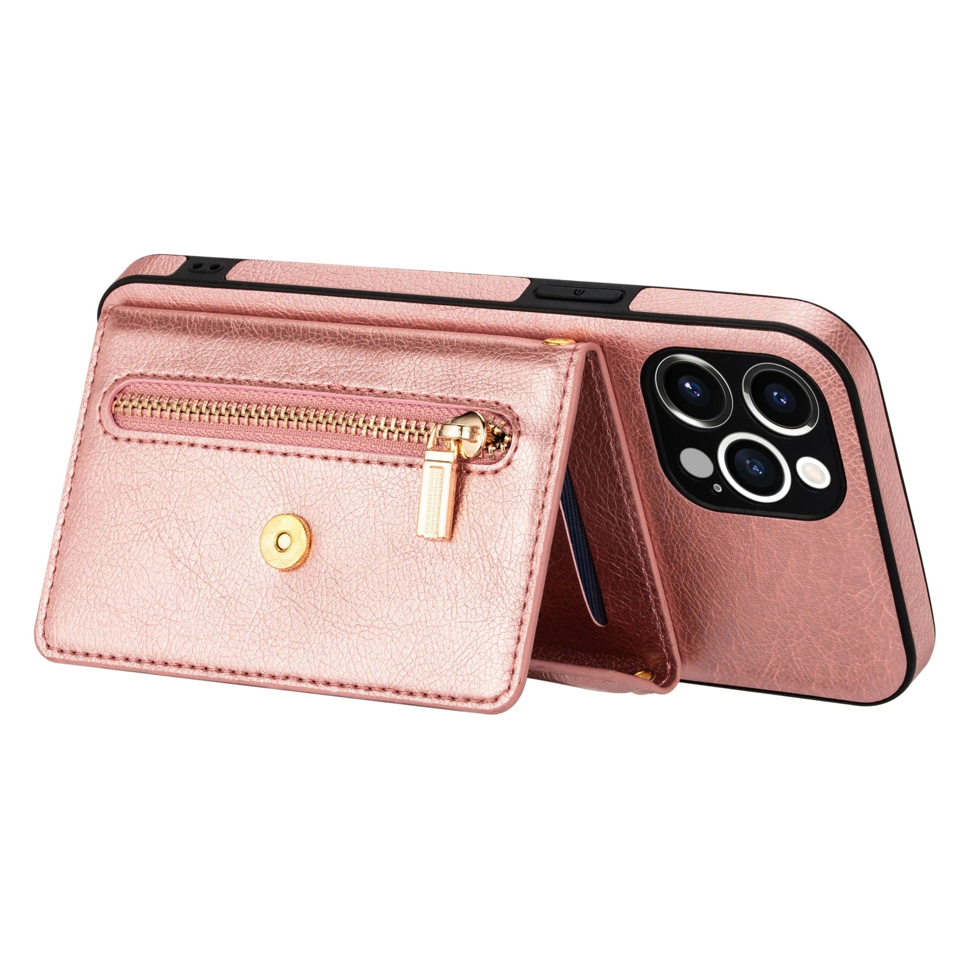 Luxury iPhone Case — PU Leather Crossbody Wallet Cover with Zipper Pocket, Card Holder, Long Lanyard Strap and Shockproof Protective Design