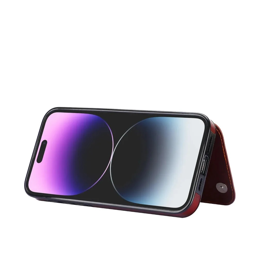 Luxury iPhone Case — PU Leather Flip Wallet Cover with Card Slots, Kickstand Holder, Full-Protection Design and Anti-Fingerprint Finish