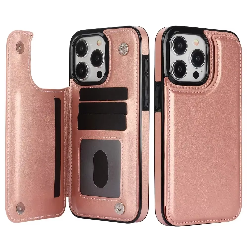 Luxury iPhone Case — PU Leather Flip Wallet Cover with Card Slots, Kickstand Holder, Full-Protection Design and Anti-Fingerprint Finish