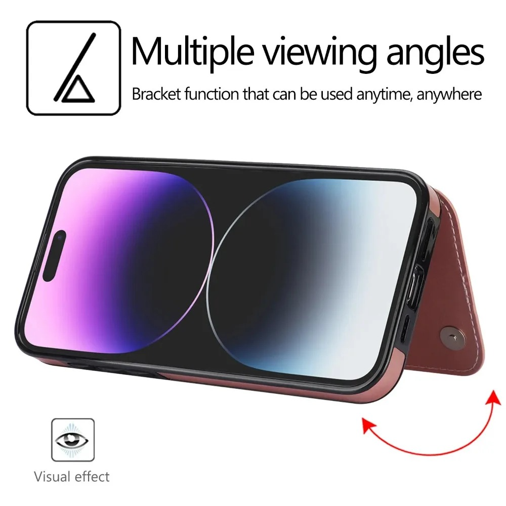 Luxury iPhone Case — PU Leather Flip Wallet Cover with Card Slots, Kickstand Holder, Full-Protection Design and Anti-Fingerprint Finish