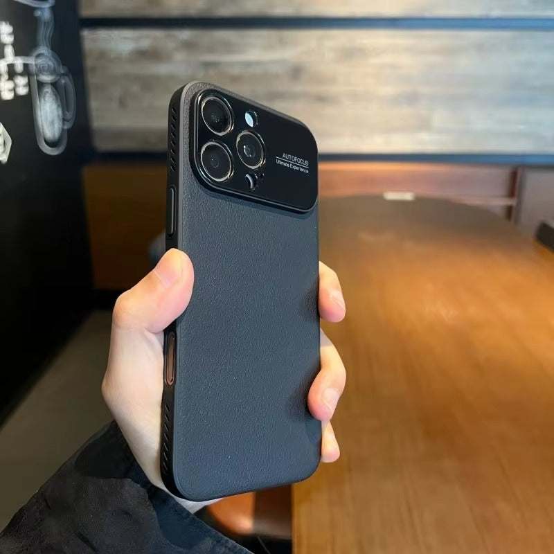 Luxury iPhone Case — Plain Leather Magnetic Cover with Heat-Dissipation Side Vents, Anti-Fingerprint Anti-Scratch Finish & Slim Half-Wrapped Design