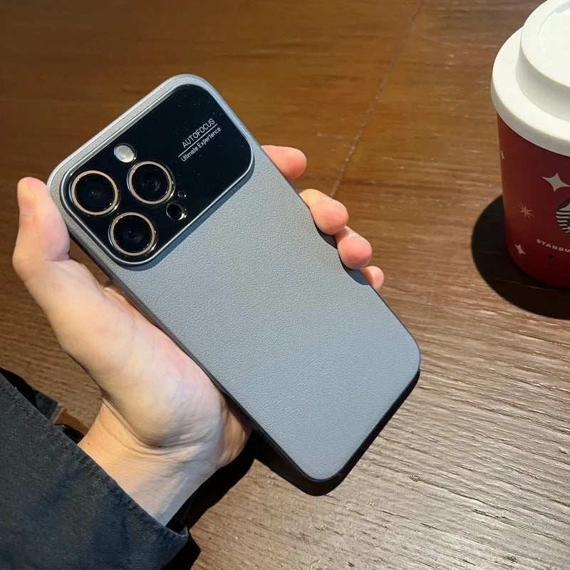 Luxury iPhone Case — Plain Leather Magnetic Cover with Heat-Dissipation Side Vents, Anti-Fingerprint Anti-Scratch Finish & Slim Half-Wrapped Design