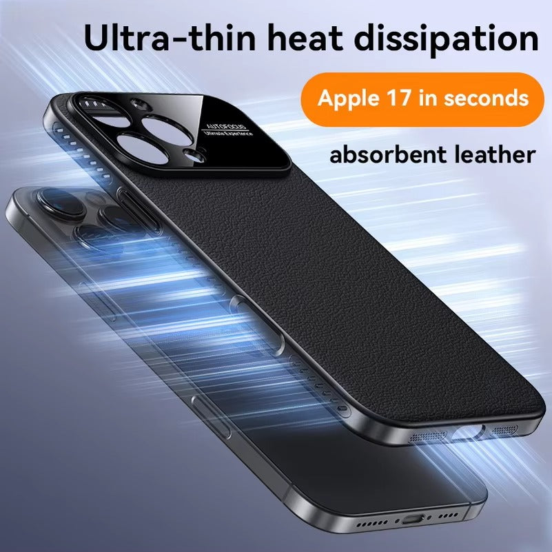 Luxury iPhone Case — Plain Leather Magnetic Cover with Heat-Dissipation Side Vents, Anti-Fingerprint Anti-Scratch Finish & Slim Half-Wrapped Design