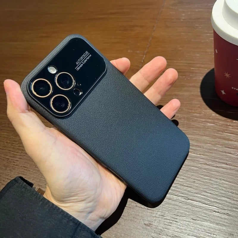 Luxury iPhone Case — Plain Leather Magnetic Cover with Heat-Dissipation Side Vents, Anti-Fingerprint Anti-Scratch Finish & Slim Half-Wrapped Design