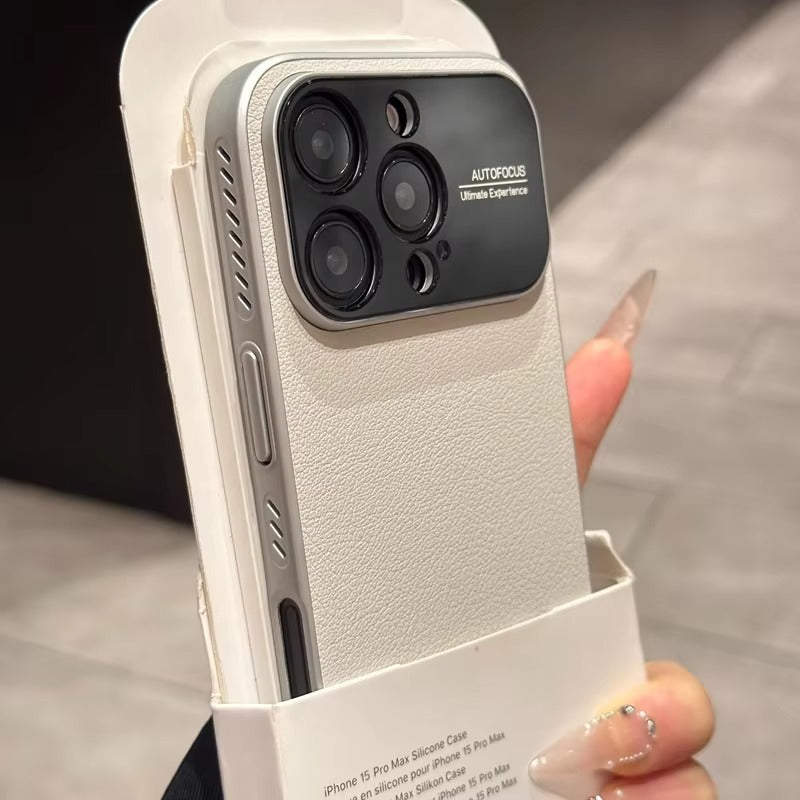 Luxury iPhone Case — Plain Leather Magnetic Cover with Heat-Dissipation Side Vents, Anti-Fingerprint Anti-Scratch Finish & Slim Half-Wrapped Design