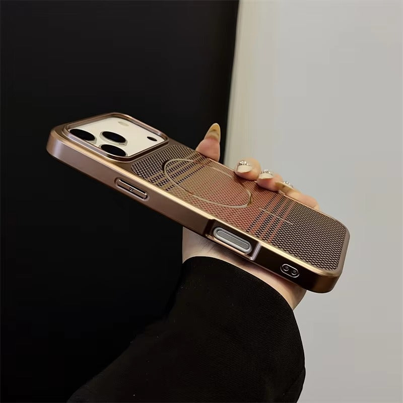Luxury iPhone Case — Plating Carbon-Fiber Slim Magnetic Cover with Shockproof PC Protection and MagSafe Wireless-Charging Design
