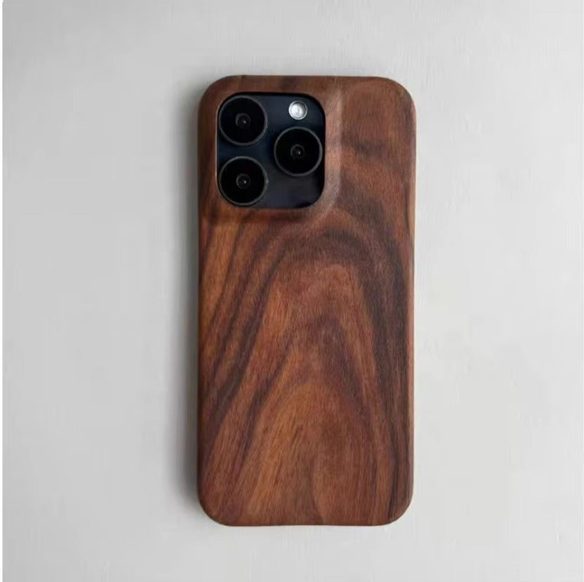 Luxury iPhone Case — Premium Walnut, Cherry, Rosewood or Bamboo Wooden Back Cover with Dustproof Half-Wrapped Protection and Natural Craftsmanship