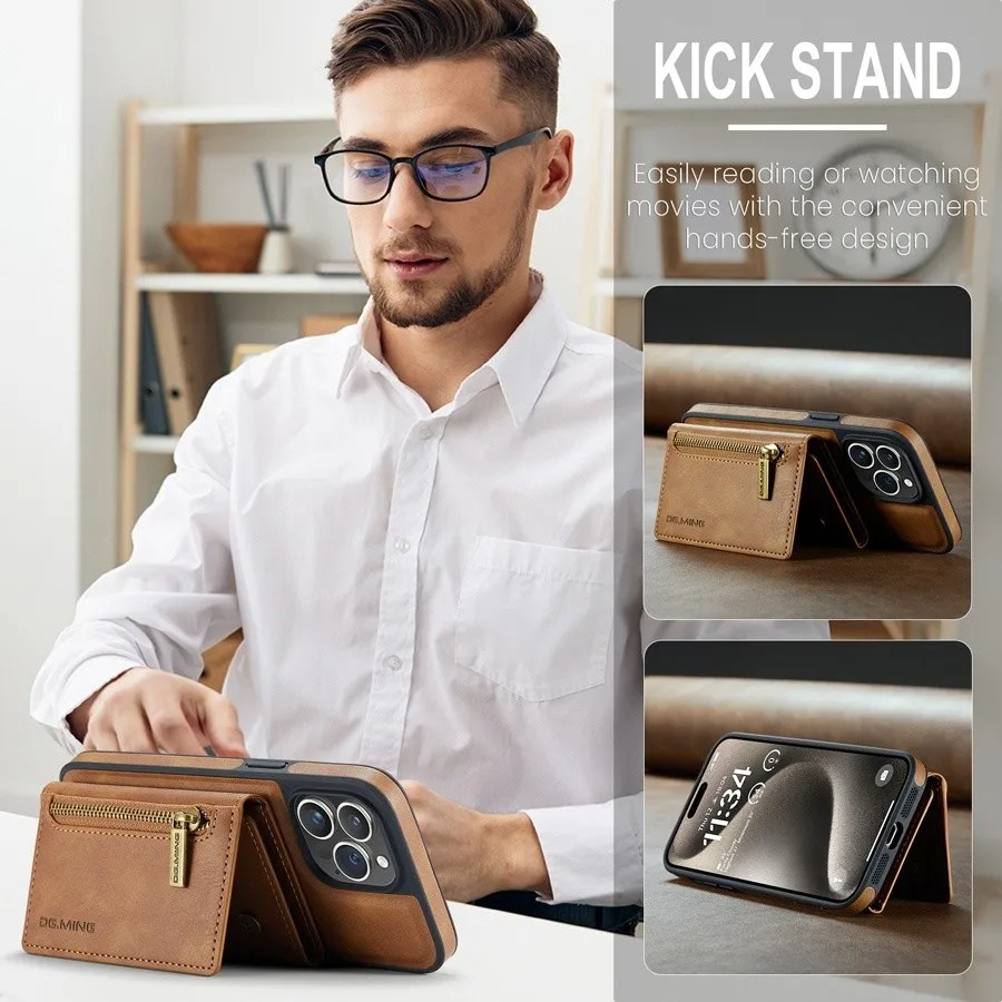 Luxury iPhone Case — RFID Magnetic Detachable Leather Wallet Cover with 7-Card Storage, Wireless-Charging Safe Design and Shockproof Protection