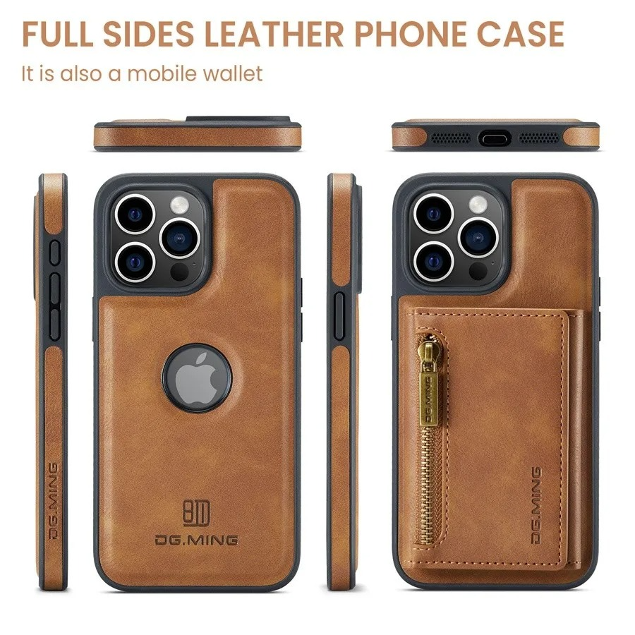 Luxury iPhone Case — RFID Magnetic Detachable Leather Wallet Cover with 7-Card Storage, Wireless-Charging Safe Design and Shockproof Protection