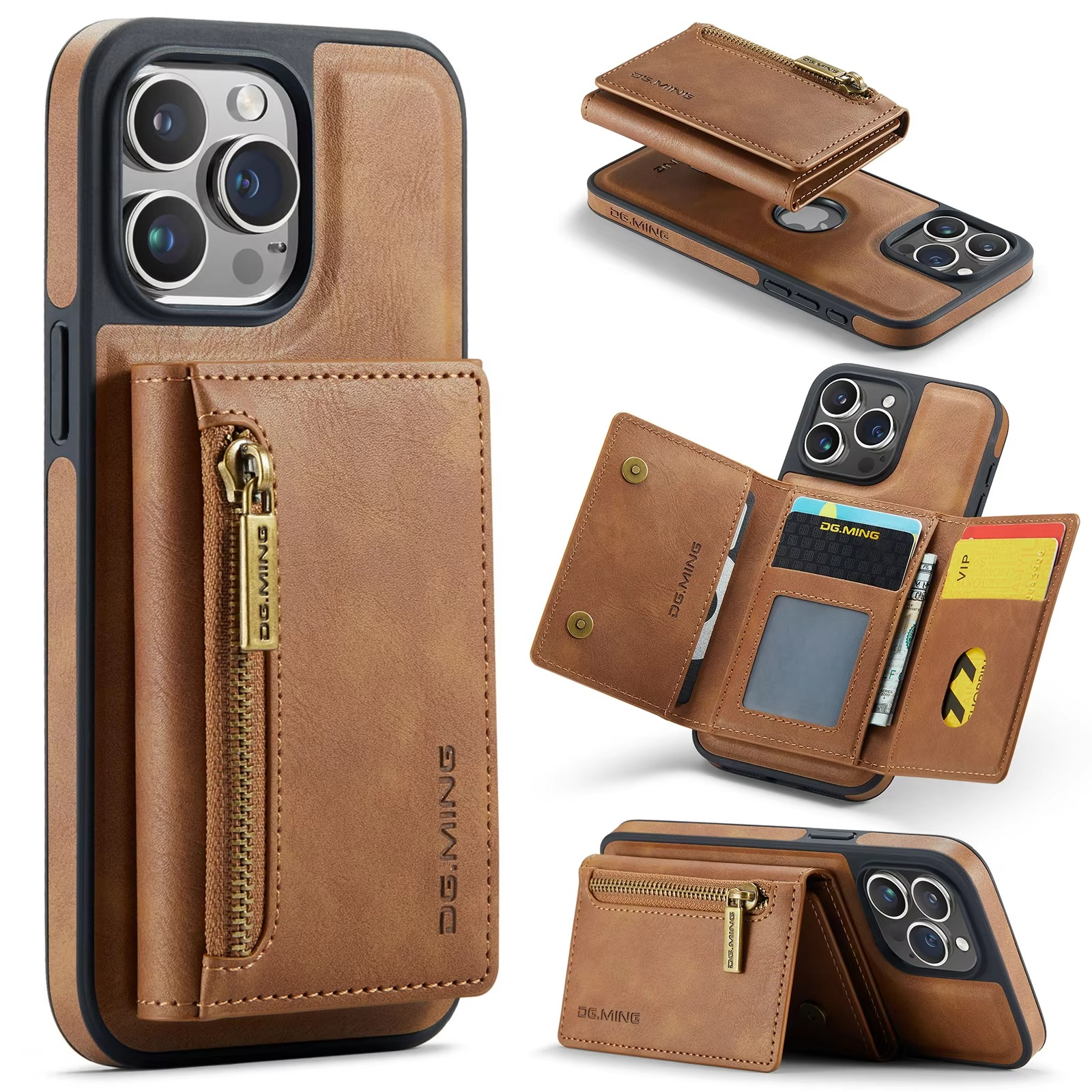 Luxury iPhone Case — RFID Magnetic Detachable Leather Wallet Cover with 7-Card Storage, Wireless-Charging Safe Design and Shockproof Protection