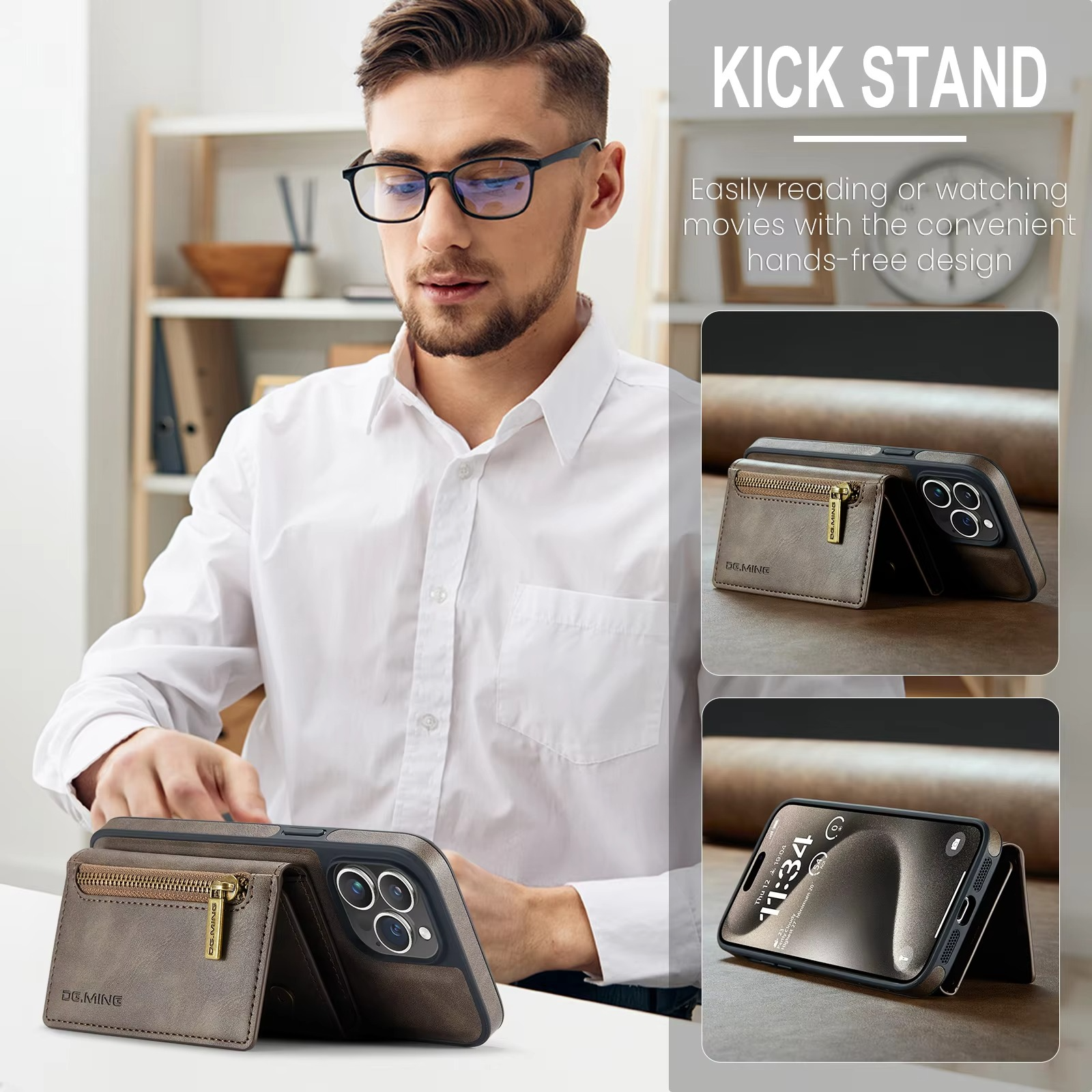 Luxury iPhone Case — RFID Magnetic Detachable Leather Wallet Cover with 7-Card Storage, Wireless-Charging Safe Design and Shockproof Protection