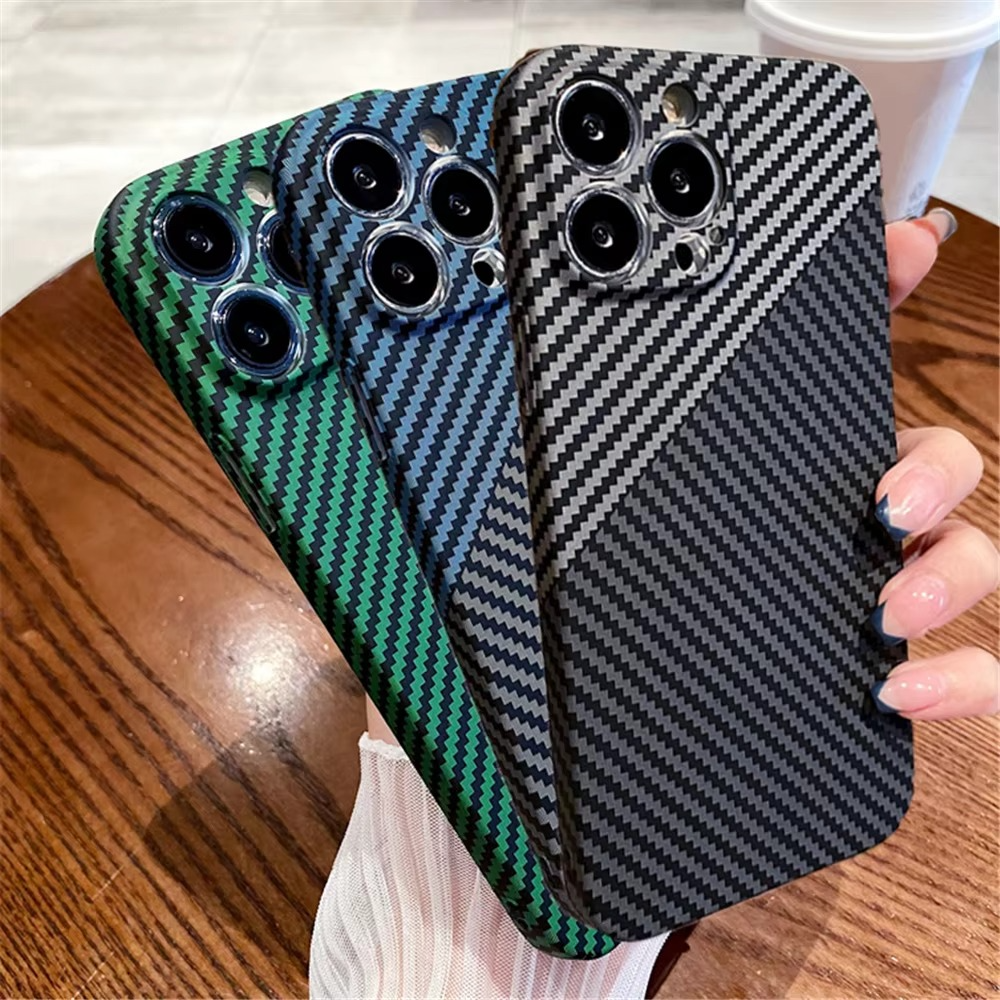 Luxury iPhone Case — Real Aramid Carbon Fiber Ultra-Thin Lightweight Cover with Shockproof Dustproof Protection & Precision-Cut Premium Design