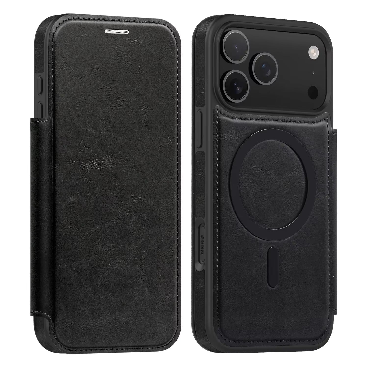 Luxury iPhone Case — Retro Business Flip Leather Cover with Magnetic Charging Support and Card Holder Wallet Design